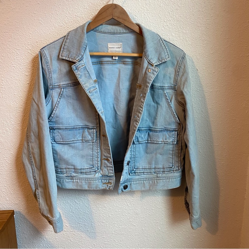 Nordstrom Melrose and Market Light Wash Crop Denim Jean Jacket